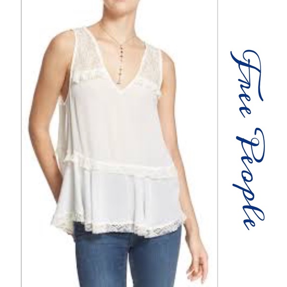 🎉Final Sale🎉Free People Ruffle Trapeze Top - Picture 3 of 4